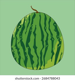 large striped watermelon with green background