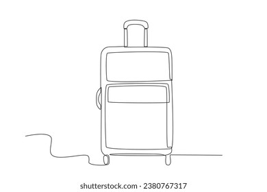 Une grande valise pour voyager en avion. Dessin à une ligne de bagage