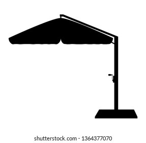 large sun umbrella for bars and cafes on the terrace or the beach black outline silhouette vector illustration isolated on white background