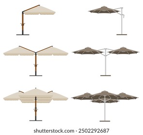 large sun umbrella for bars and cafes on the terrace or the beach flat style vector illustration isolated on white background