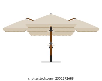 Grande sombrilla para bares y cafeterías en la terraza o la Ilustración vectorial de estilo plano de playa aislada sobre fondo blanco