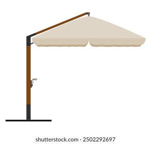 Grande sombrilla para bares y cafeterías en la terraza o la Ilustración vectorial de estilo plano de playa aislada sobre fondo blanco