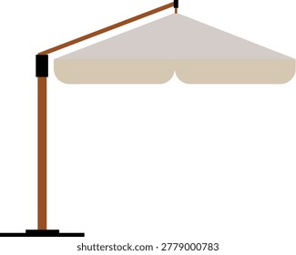 Large sun umbrella for bars and cafes on the terrace. Big umbrella for protection from sun. Brown beach umbrella with tripod. flat style. 