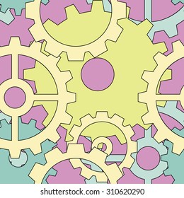 Large sweet color steampunk gear seamless pattern