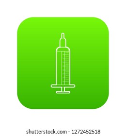 Large syringe icon green vector isolated on white background