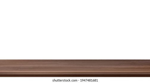 Large table top, solid wood texture, white background - Vector illustration