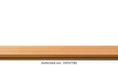 Large table top, solid wood texture, white background - Vector illustration