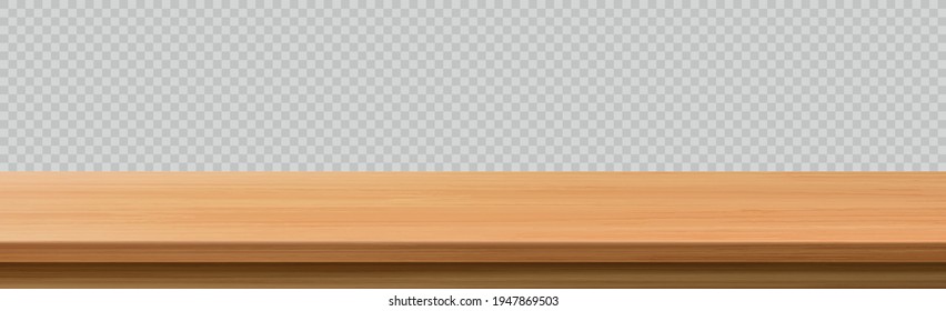 Large table top solid wood texture, transparent background - Vector illustration