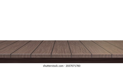 Large table top, solid wood texture, white background - Vector illustration