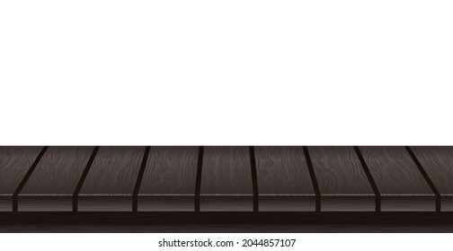 Large table top, solid wood texture, white background - Vector illustration