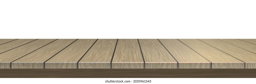 Tapa de mesa grande, textura de madera de las placas, fondo blanco - Ilustración vectorial
