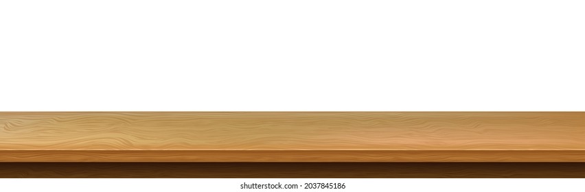 Large table top, wooden texture from boards, white background - Vector illustration