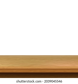 Large table top, wooden texture from boards, white background - Vector illustration