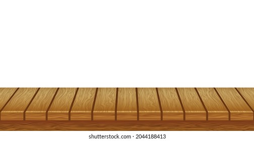 Tapa de mesa grande, textura de madera de las placas, fondo blanco - Ilustración vectorial