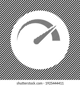 A large tachometer symbol in the center as a hatch of black lines on a white circle. Interlaced effect. Seamless pattern with striped black and white diagonal slanted lines