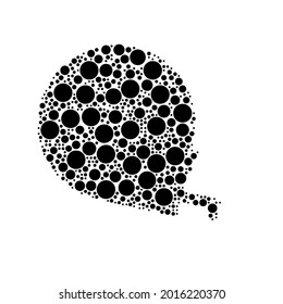 A large tape measure symbol in the center made in pointillism style. The center symbol is filled with black circles of various sizes. Vector illustration on white background