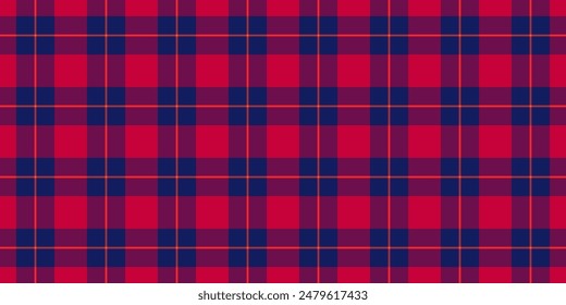 Large tartan background vector, yuletide textile check pattern. Cool texture plaid seamless fabric in red and pink colors palette.