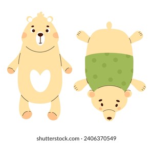 Un gran juguete de peluche. Suave juguete de almohada grande anti estrés, de tierno tamaño, para dormir y jugar. Ilustraciones vectoriales aisladas en estilo plano