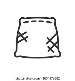 Large textile bag, linear icon. Editable stroke