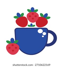 Una Grande taza de té de línea gruesa rodeada de fresa