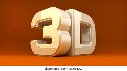 Large three-dimensional 3d white lettering on an orange background. Vector illustration.