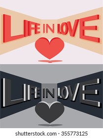  Large three-dimensional letters. Dimensional letters love. Happy Valentines day card, i love you, font type.  Retro 3d typography with shadow effect.