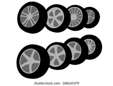 Large tires for the car on a white background