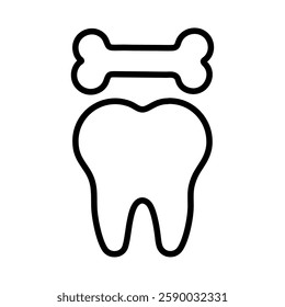 Large tooth with bone symbol for pet dental strength