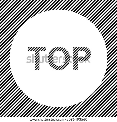 A large top symbol in the center as a hatch of black lines on a white circle. Interlaced effect. Seamless pattern with striped black and white diagonal slanted lines