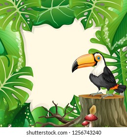 Large toucan forest frame illustration