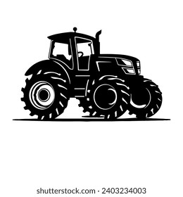 A large tractor symbol in the center. Isolated black symbol