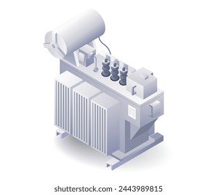 Large transformer electrical distribution isometric 3d illustration