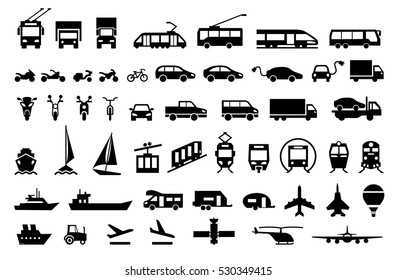 Large transport icons set. flat symbols vector