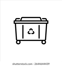 Ícone grande do contorno da lixeira. ilustração da linha preta da lixeira.