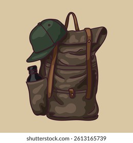 Large travel backpack with cap