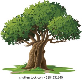 Large Tree Cartoon Vector Illustration isolated on white background