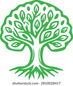 Large Tree Roots Icon, Nature Forest Ecology Vector