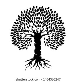 
Large tree silhouette icon isolated on a white background