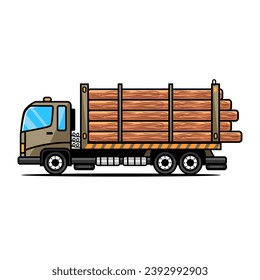 large truck carrying forest logs 