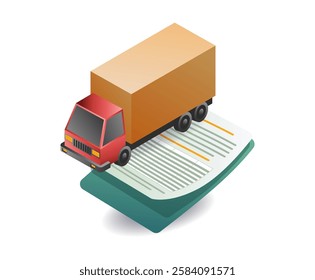 Large truck driving license to enter the area concept illustration