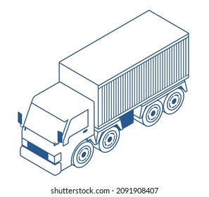 Großwagen mit Logistikfunktion. Illustration einer sehr deformierten, biometrischen Technik des Arbeitswagens.