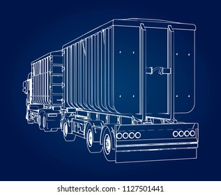 Large truck with separate trailer, for transportation of agricultural and building bulk materials and products.