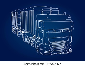Large truck with separate trailer, for transportation of agricultural and building bulk materials and products.