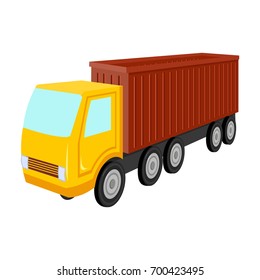 A large truck for the transport of goods. Transportation and delivery single icon in cartoon style isometric vector symbol stock illustration web.