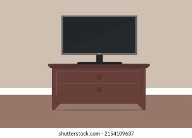 Large TV In The Room On A Large Chest Of Drawers