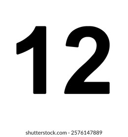 A large twelve number in the center. Isolated black symbol