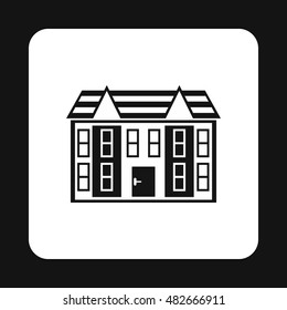 Large two storey house icon in simple style isolated on white background. Structure symbol vector illustration