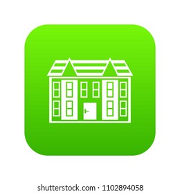 Large two-storey house icon digital green for any design isolated on white vector illustration
