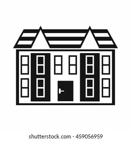 Large two-storey house icon in simple style isolated on white background. Structure symbol