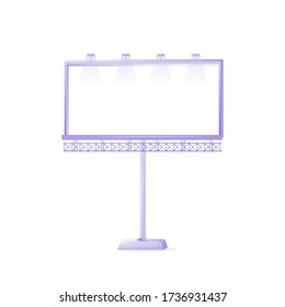 Large vector advert board sign illustration. Big empty street stand. Commercial billboard mockup design with copy space. Isolated object on white background. Announcement banner